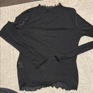 Black Glitter Long Sleeve Top